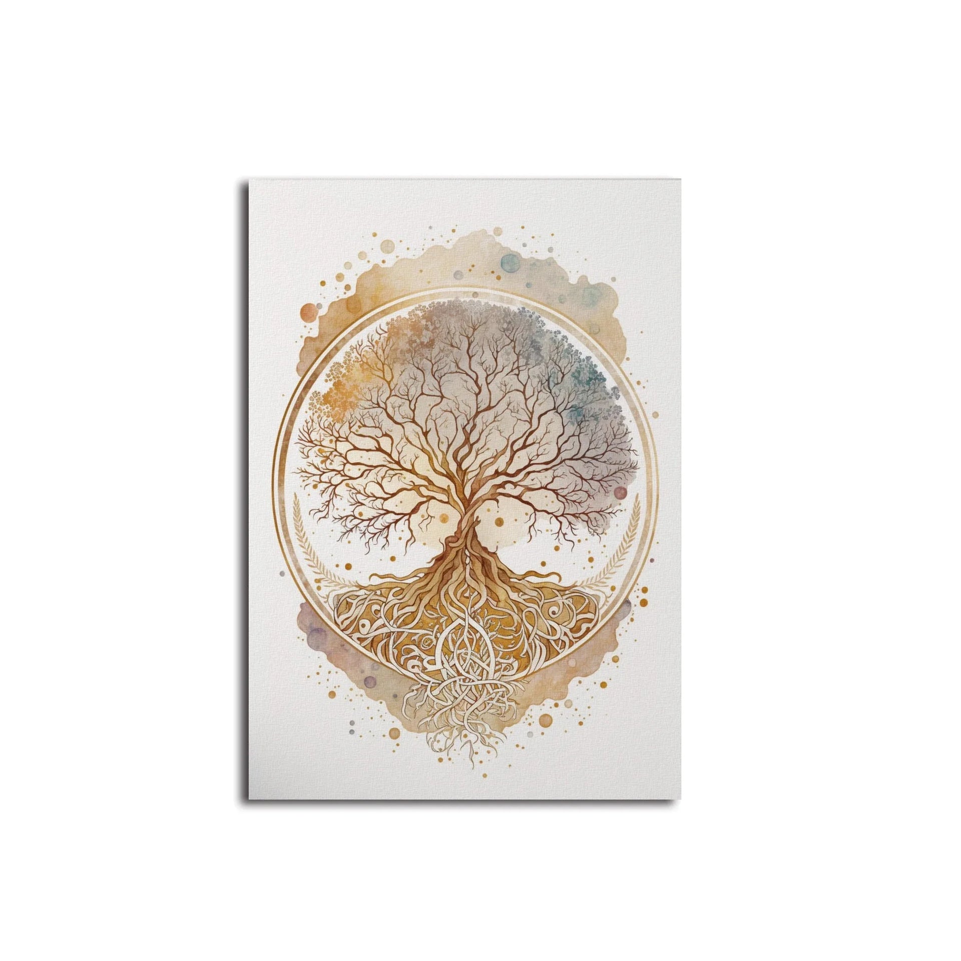 Buddha Wall Art - Yin Yang Tree Poster Canvas Painting