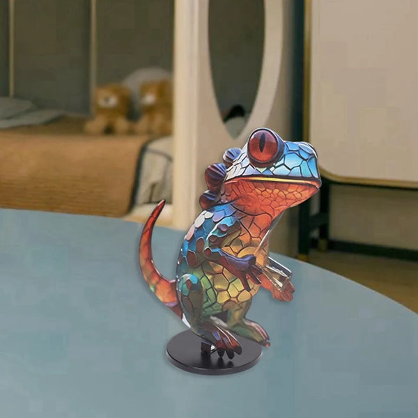 Colorful Hummingbird Craft Statue Desktop Metal Bird Figurine Gift Metal Colorful Desktop Ornament Round Base Home Decor