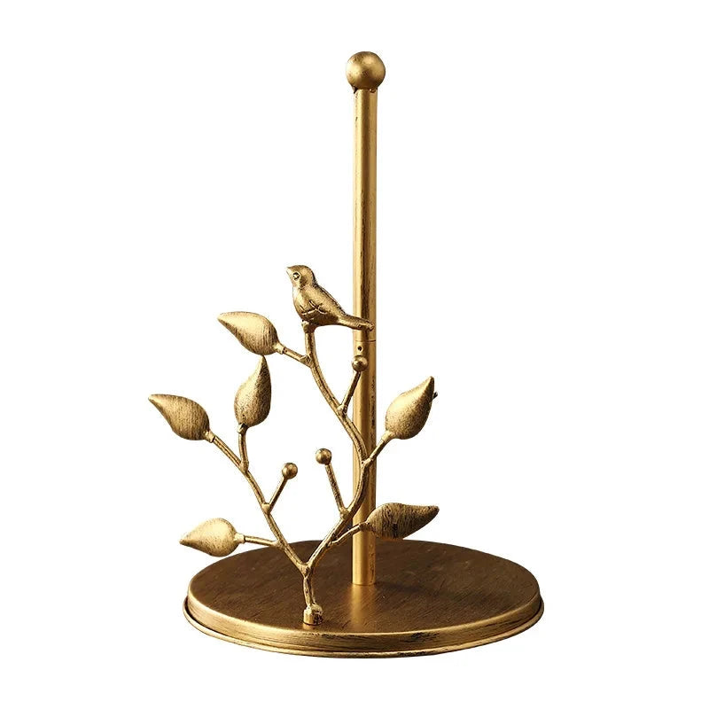 Kitchen Luxury Vertical Tissue Holder Multi Functional Metal Paper Roll Holder Rose Shaped Art Storage Rack Tissue Boxes DSers Fulfillment