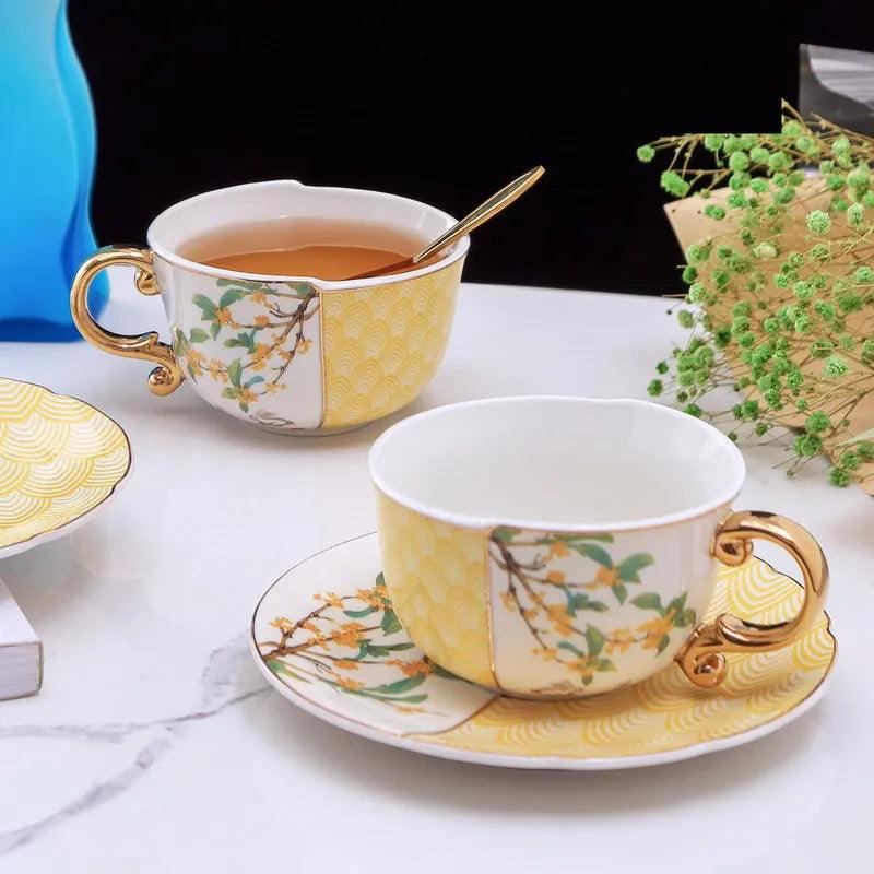 Rabbit Chinese Ceramic Exquisite Classical Coffee Cup and Saucer Set Plate English Afternoon Tea Set Combining Chinese Western