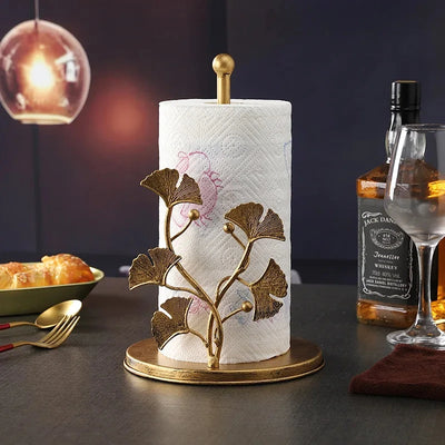 Kitchen Luxury Vertical Tissue Holder Multi Functional Metal Paper Roll Holder Rose Shaped Art Storage Rack Tissue Boxes