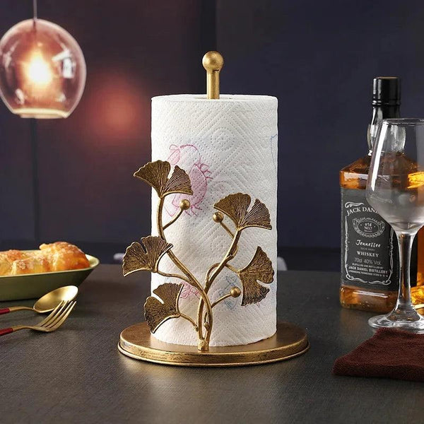 Kitchen Luxury Vertical Tissue Holder Multi Functional Metal Paper Roll Holder Rose Shaped Art Storage Rack Tissue Boxes DSers Fulfillment
