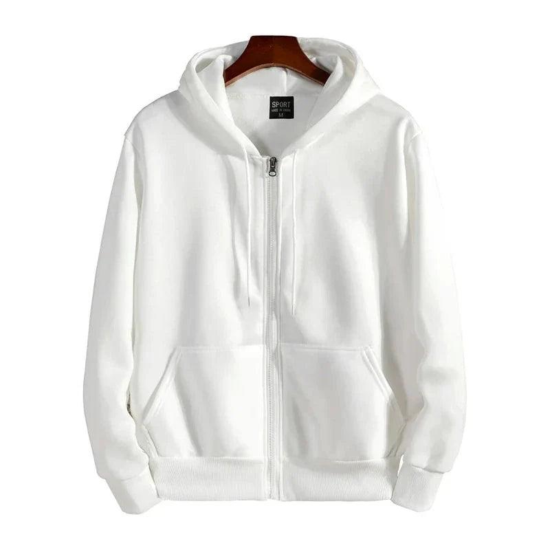 Men’s Casual Zipper Hoodie – Autumn Winter Long Sleeve Hooded Sweatshirt for Daily Wear & Sports