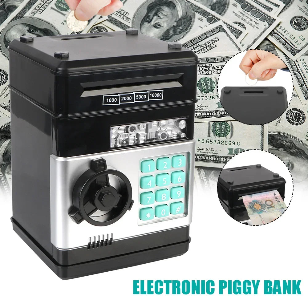 Electronic Piggy Bank Mini Safe Password Lock Cash Coin Saving Box Kids