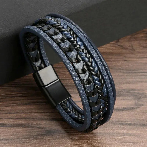 Classic Men's Leather Bracelet Hand-Woven