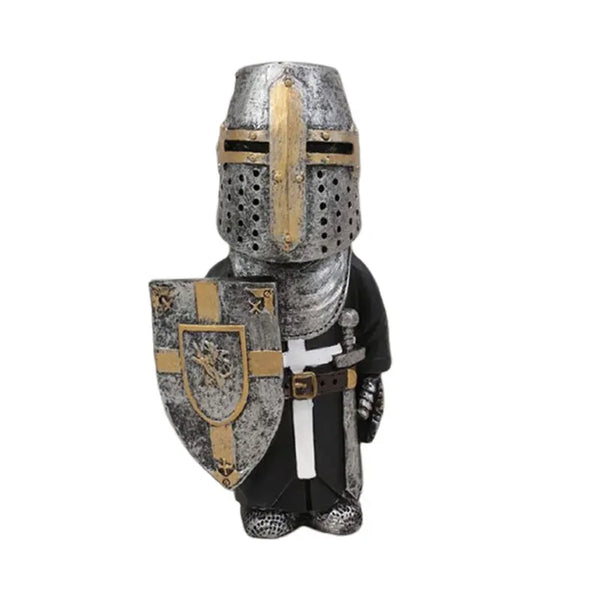 Knight Gnomes Garden Statue Guard Cross Templar Dwarf Guard Armor Samurai Miniature European Knight Resin Garden Decoration