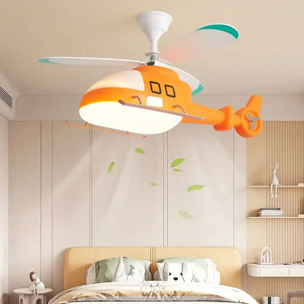 DecorBites™ Helicopter Aircraft Ceiling Fan Children's Chandelier Blue Pink Light Kids' Room Decorbites