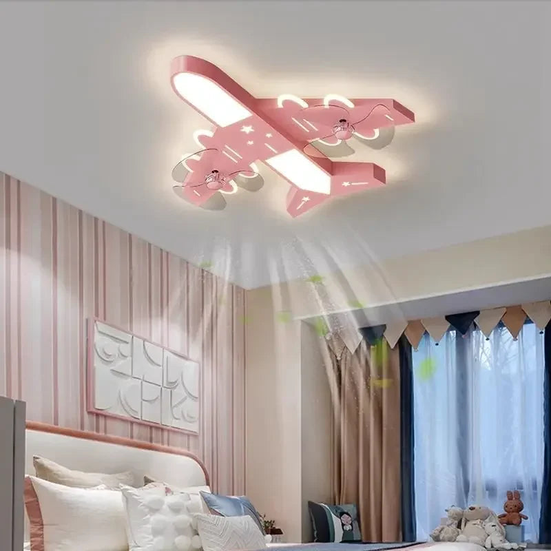 DecorBites™ Kids Room Airplane Ceiling Fan Light Fixture Decorbites