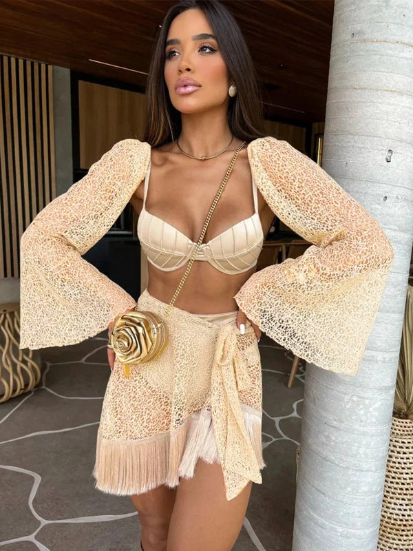 Sexy Tassel three piece swimsuit - Sexikinis Swim