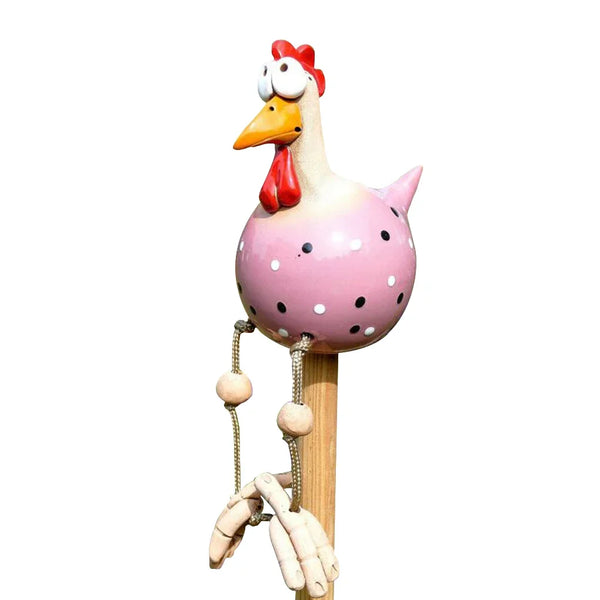 Funny Big Eyed Chicken Long Foot Resin Crafts Statues Statue Wooden Stake Decoration Hen Sculptures Garden Fence Art Supplies