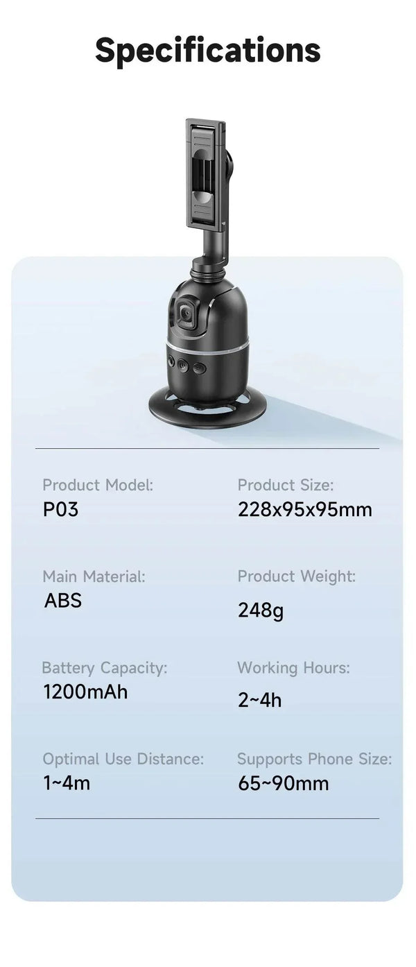 360° Smart Auto Face Tracking Gimbal Stabilizer Tripod