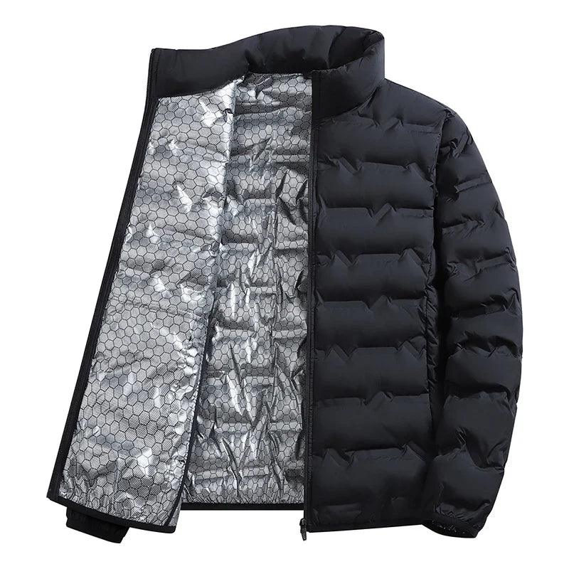 Men's Winter Down Jacket Warm Windproof Hiking Coat Thickened Casual Stand Collar Outerwear