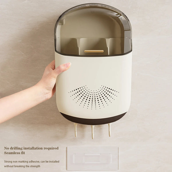 Kitchen Cutlery Storage Box Wall Mount Tableware Storage Holder with Lid Dustproof Spoon and Chopstick Organizer Drain Racks