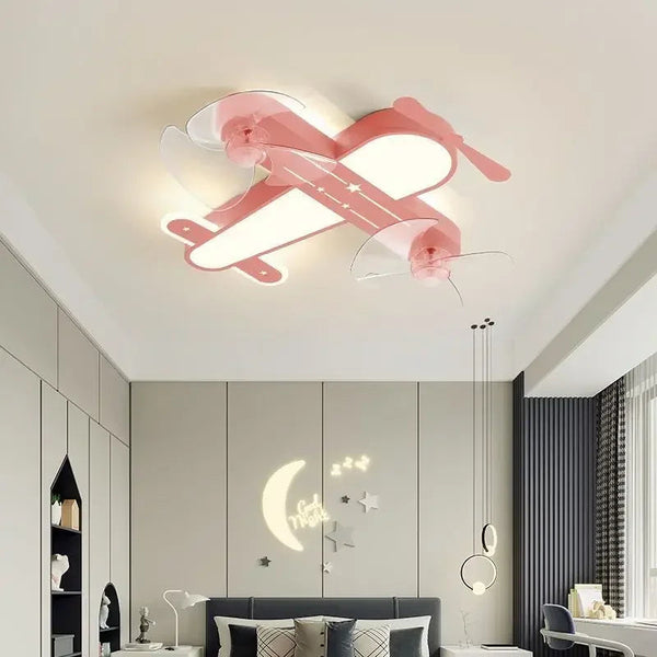 DecorBites™ Kids Room Airplane Ceiling Fan Light Fixture Decorbites