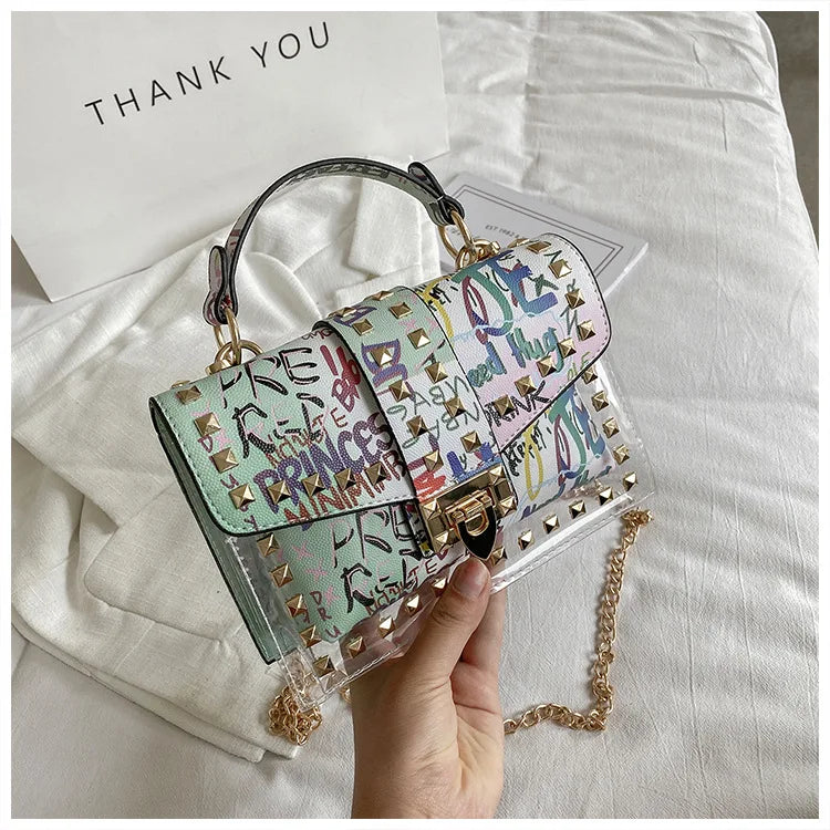 Fashion Shoulder Bag for Ladies High Quality Women Studded Graffiti Crossbody Bags Female Luxury Designer Summer Handbags OneLoveCanada