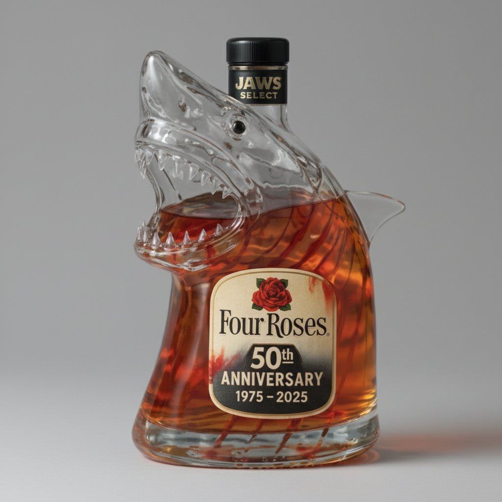 Shark Head Glass Bottle Collectible Whiskey Decanter Movie Memorabilia