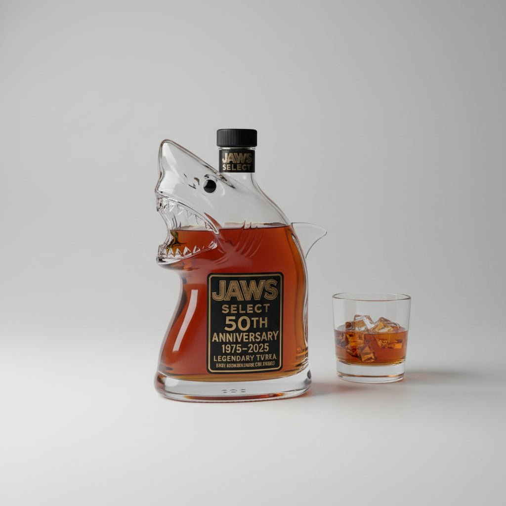 Shark Head Glass Bottle Collectible Whiskey Decanter Movie Memorabilia