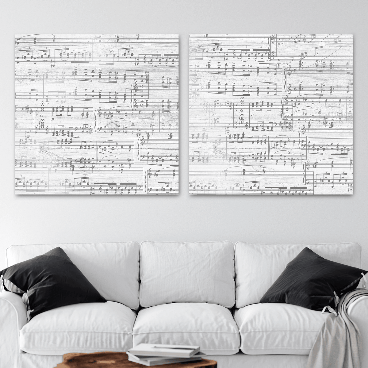 Split Sheet Music Art - Silver Tone