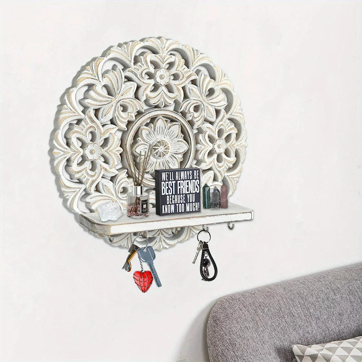 Shelf - Rustic Whitewashed Wood Wall