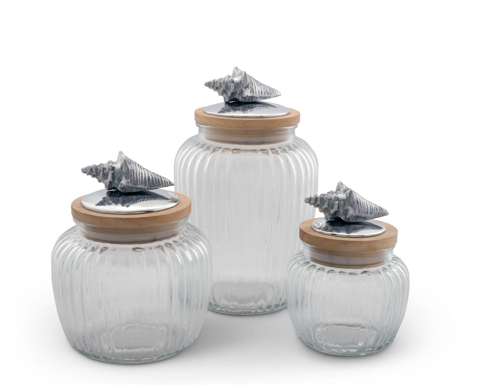 Arthur Court Canister Glass for Kitchen with Rubber Airtight Seal for Food Storage Ocean Shell Knob