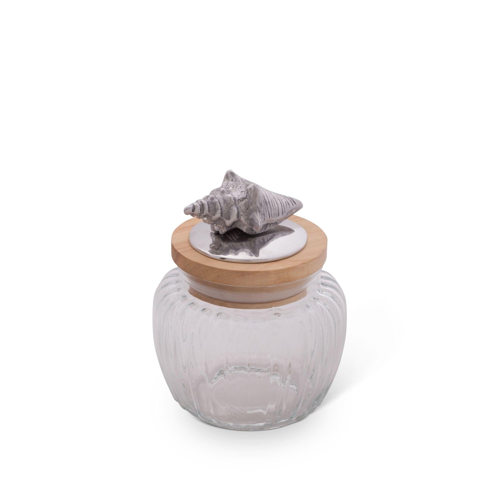 Arthur Court Canister Glass for Kitchen with Rubber Airtight Seal for Food Storage Ocean Shell Knob