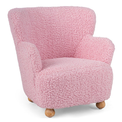 Sherpa Kids Sofa Comfy Toddler Armchair with Solid Rubber Wood Legs-Light Pink
