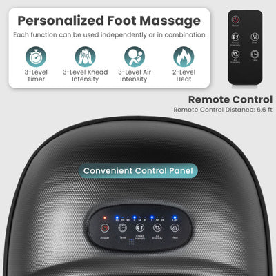 Shiatsu Foot Massager Machine with 2-Level Heat and Air Compression-Black