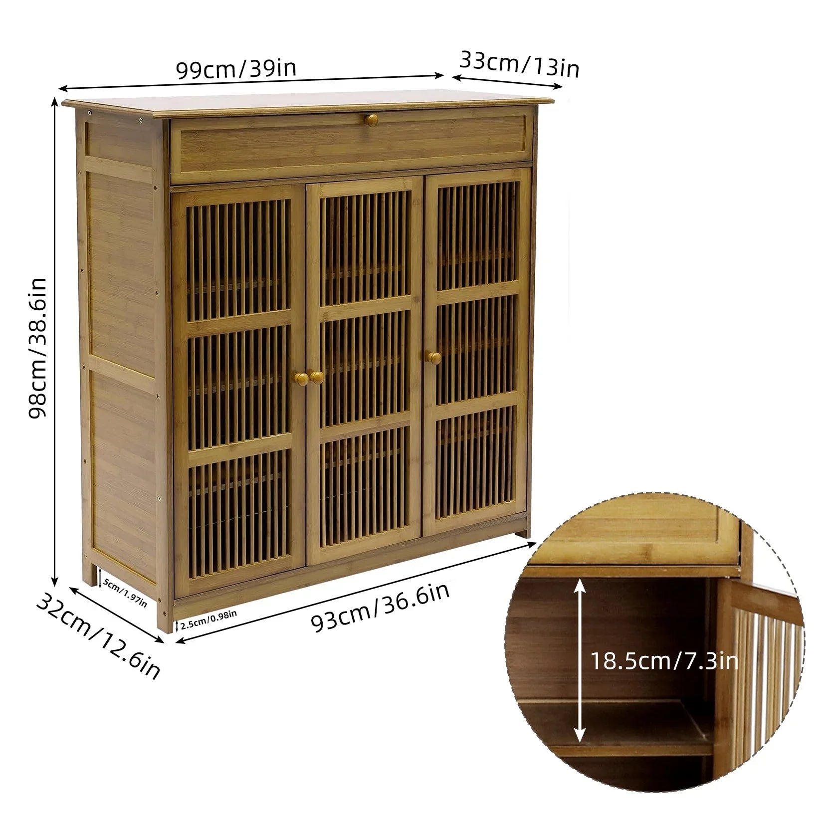 Shoe Cabinet - 4 Tier Wood