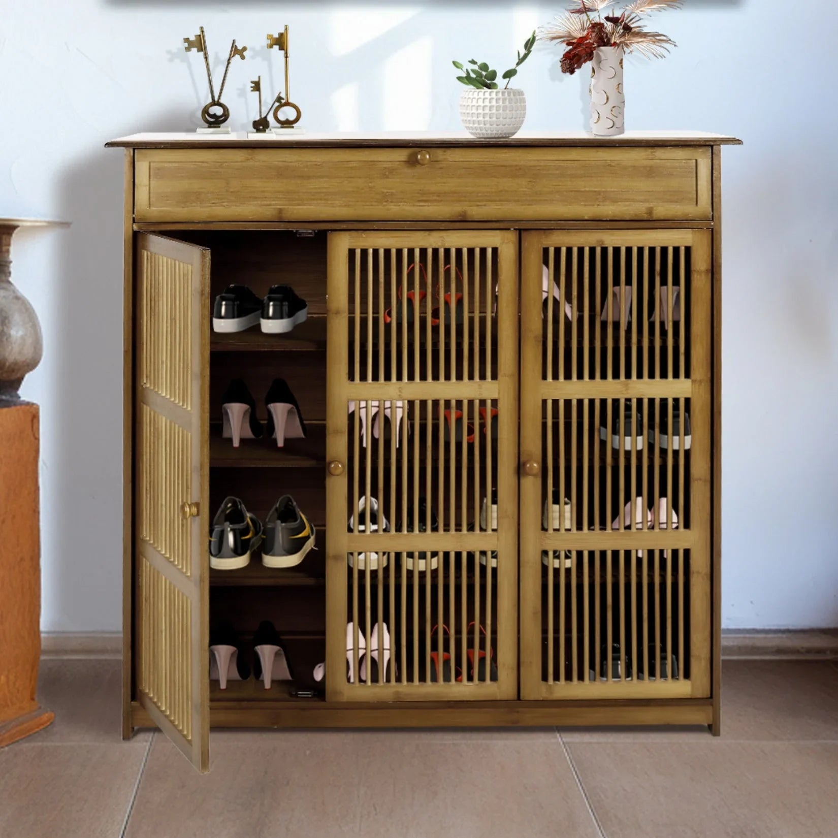 Shoe Cabinet - 4 Tier Wood