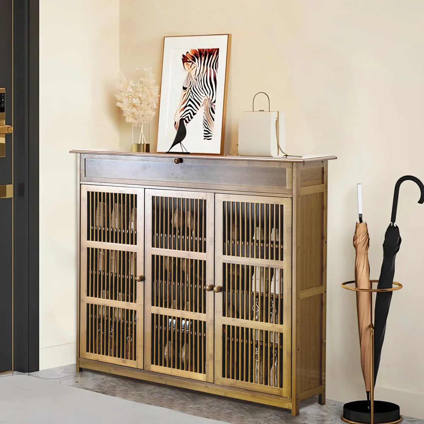 Shoe Cabinet - 4 Tier Wood