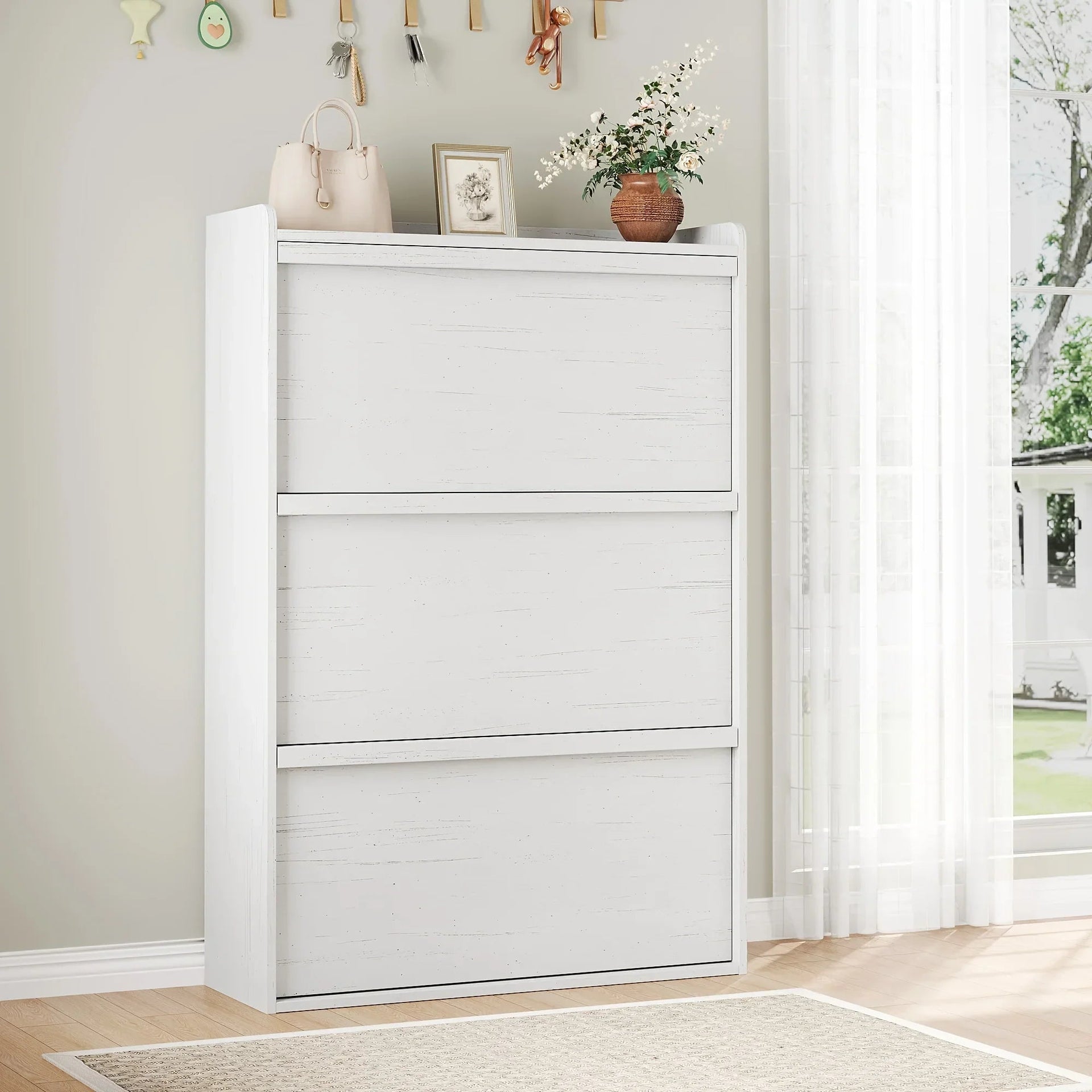 Shoe Cabinet with 3 Flip Drawers, Modern Shoe Storage Organizer with Adjustable Shelves for Entryway, Hallway & Living Room – 80.52cm x 25.91cm x 46.1