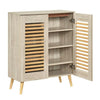 Shoe Cabinet with Louvered Doors and Removable Shelves-Natural - Natural