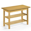 Shoe Rack Bench 3-Tier Rubberwood Shoe Changing Bench-Natrual - Natural