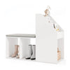 Shoe Storage Bench with Removable Seat Cushion and 6 Storage Compartments-White - White