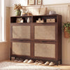 Shoe Storage Cabinet with 4 Flip Drawers Narrow Freestanding Shoe Organizer with Adjustable Shelves-Brown