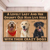 Lovely Lady Live Here And Her Grumpy Old Man Personalized Custom Photo Dog Cat Doormat C705 - 24x16 inch - 60x40 cm