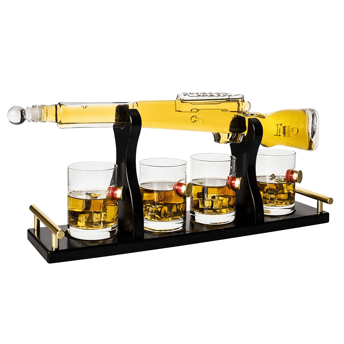 Shotgun Gun Large Whiskey & Wine Decanter Set Bullet Glasses - Limited Edition Elegant Rifle Gun Whiskey Decanter 22.5