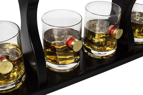 Shotgun Gun Large Whiskey & Wine Decanter Set Bullet Glasses - Limited Edition Elegant Rifle Gun Whiskey Decanter 22.5
