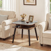 Side Table Faux Marble End Table with Storage Shelves and Rubber Wood Legs-Walnut