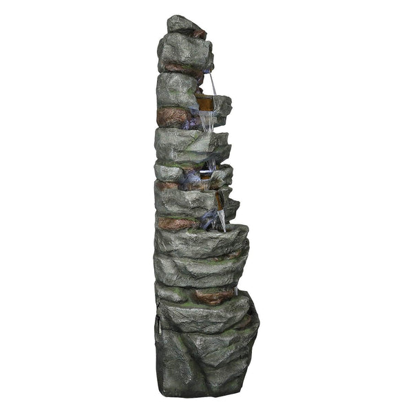 Resin Cliffside Rock Large Outdoor Water Fountain with LED