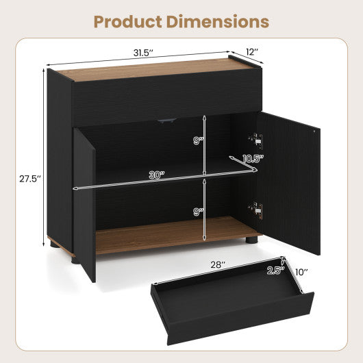 Sideboard Buffet Cabinet with Storage Wooden Kitchen Storage Cabinet-Black