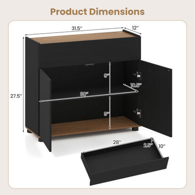 Sideboard Buffet Cabinet with Storage Wooden Kitchen Storage Cabinet-Black