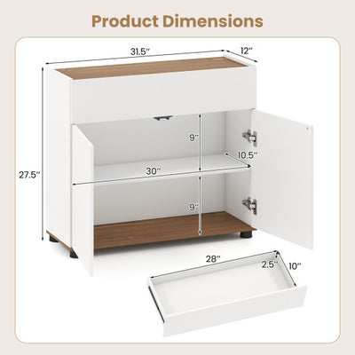Sideboard Buffet Cabinet with Storage Wooden Kitchen Storage Cabinet-White