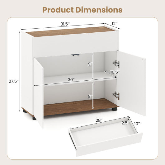 Sideboard Buffet Cabinet with Storage Wooden Kitchen Storage Cabinet-White