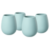 Unbreakable Silicone Stemless Wine Glassware | Set of 4 | Reusable & Shatterproof Tumbler Drinkware for Wine, Water, Cocktails, Champagne Glass for Parties, Camping, Beaches, Boats - (Light Blue)