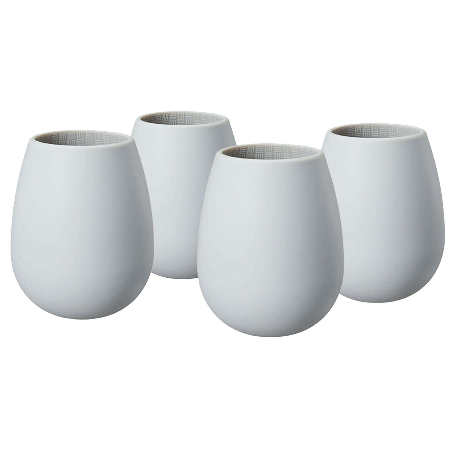 Unbreakable Silicone Stemless Wine Glassware | Set of 4 | Reusable & Shatterproof Tumbler Drinkware for Wine, Water, Cocktails, Champagne Glass for Parties, Camping, Beaches, Boats - (Light Grey)