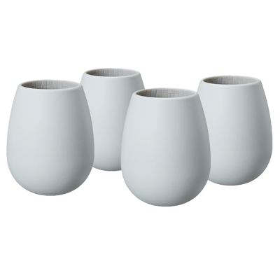 Unbreakable Silicone Stemless Wine Glassware | Set of 4 | Reusable & Shatterproof Tumbler Drinkware for Wine, Water, Cocktails, Champagne Glass for Parties, Camping, Beaches, Boats - (Light Grey)