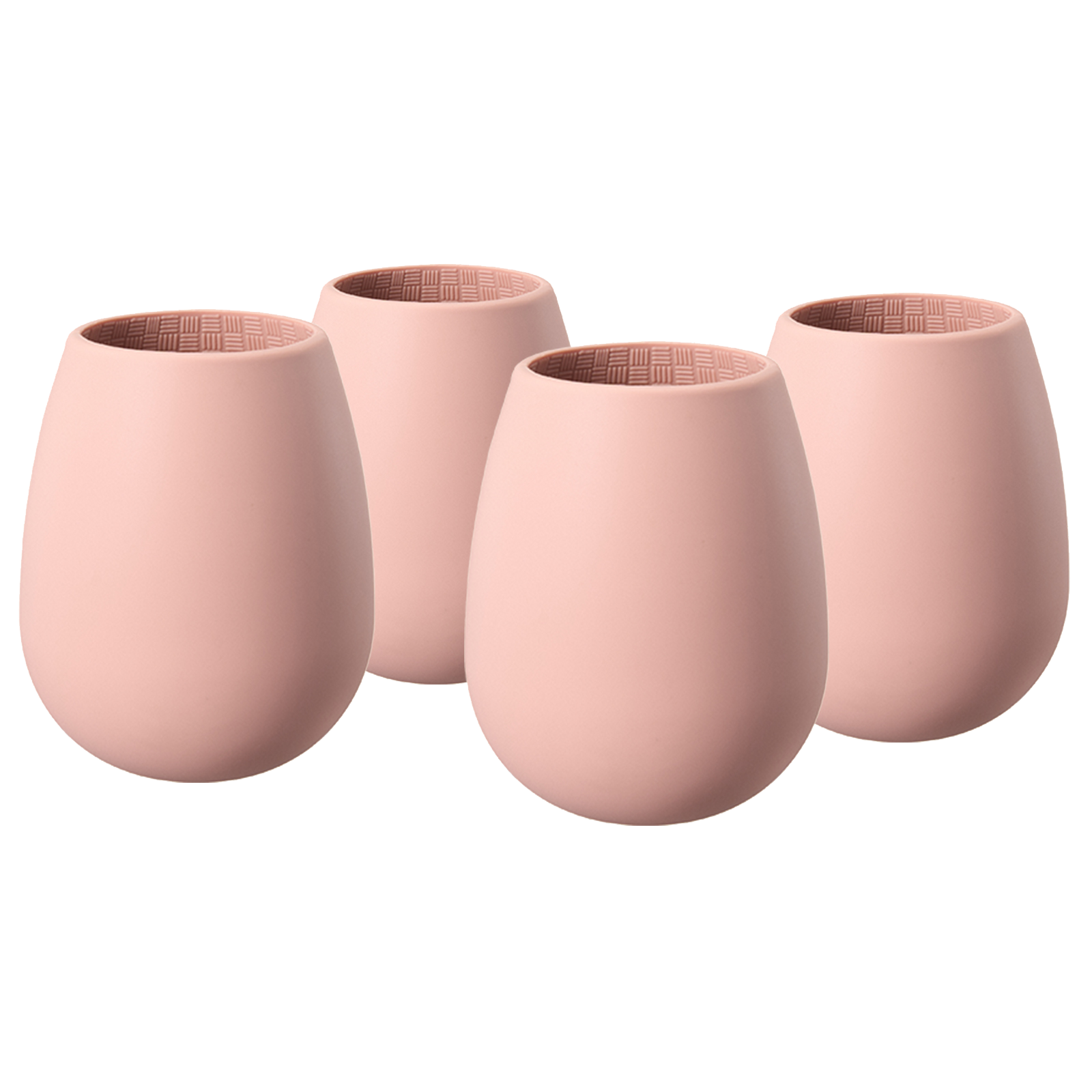 Unbreakable Silicone Stemless Wine Glassware | Set of 4 | Reusable & Shatterproof Tumbler Drinkware for Wine, Water, Cocktails, Champagne Glass for Parties, Camping, Beaches, Boats - (Pink)