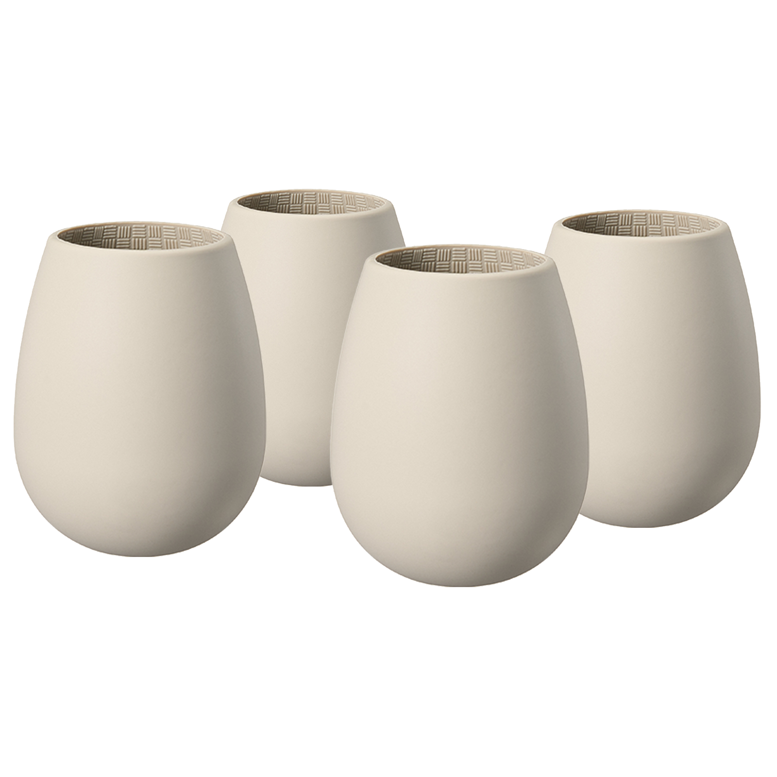 Unbreakable Silicone Stemless Wine Glassware | Set of 4 | Reusable & Shatterproof Tumbler Drinkware for Wine, Water, Cocktails, Champagne Glass for Parties, Camping, Beaches, Boats - (Tan)