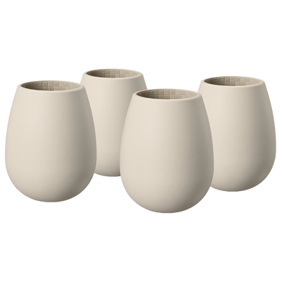 Unbreakable Silicone Stemless Wine Glassware | Set of 4 | Reusable & Shatterproof Tumbler Drinkware for Wine, Water, Cocktails, Champagne Glass for Parties, Camping, Beaches, Boats - (Tan)